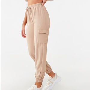 Forever 21 Taupe Woven Drawstring Joggers